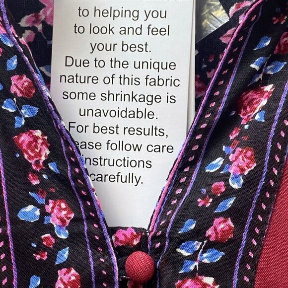 Woman Within Boho Blouse  Size 18/20 Tunic Top Black Wine Floral Rayon NWT Long - Picture 8 of 10